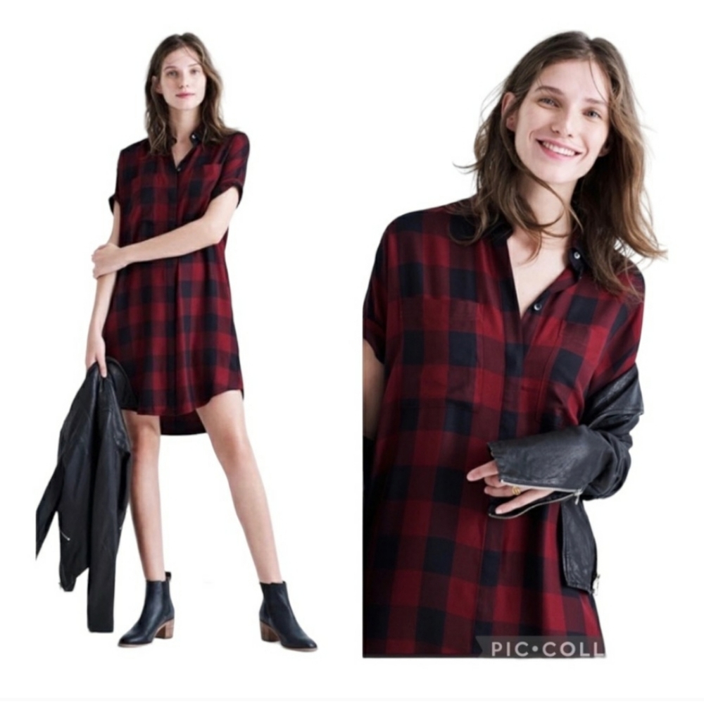 Madewell Courier Shirtdress In Buffalo Check